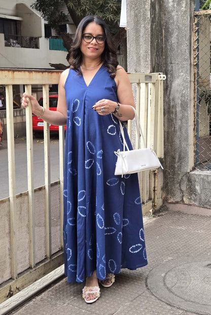 Blue Shibori Dress (Sleeves On request)