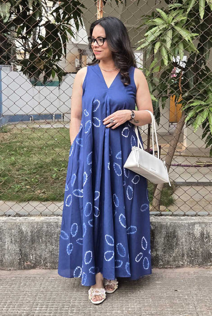 Blue Shibori Dress (Sleeves On request)
