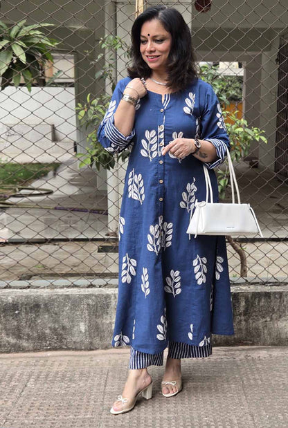 Neel Vanya Slub Cotton Kurta Pant Set