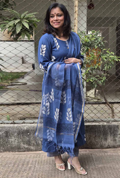 Neel Vanya Slub Cotton Kurta Pant Set