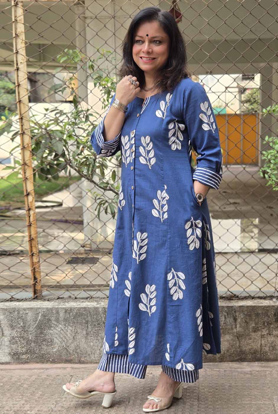 Neel Vanya Slub Cotton Kurta Pant Set