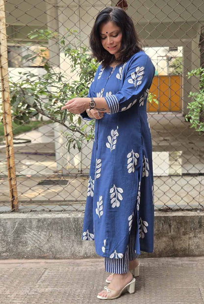 Neel Vanya Slub Cotton Kurta Pant Set