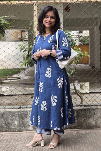 Neel Vanya Slub Cotton Kurta Pant Set