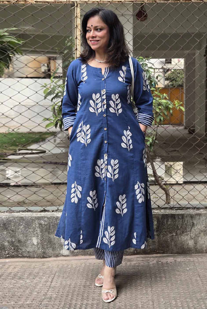 Neel Vanya Slub Cotton Kurta Pant Set