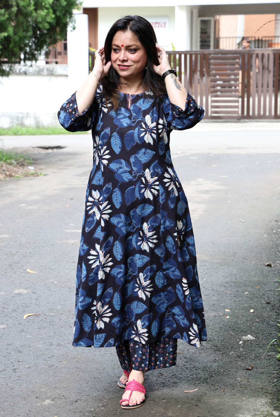 Ambar Vanaspati Block Printed Kurta (Blue)