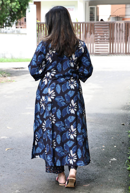 Ambar Vanaspati Block Printed Kurta (Blue)
