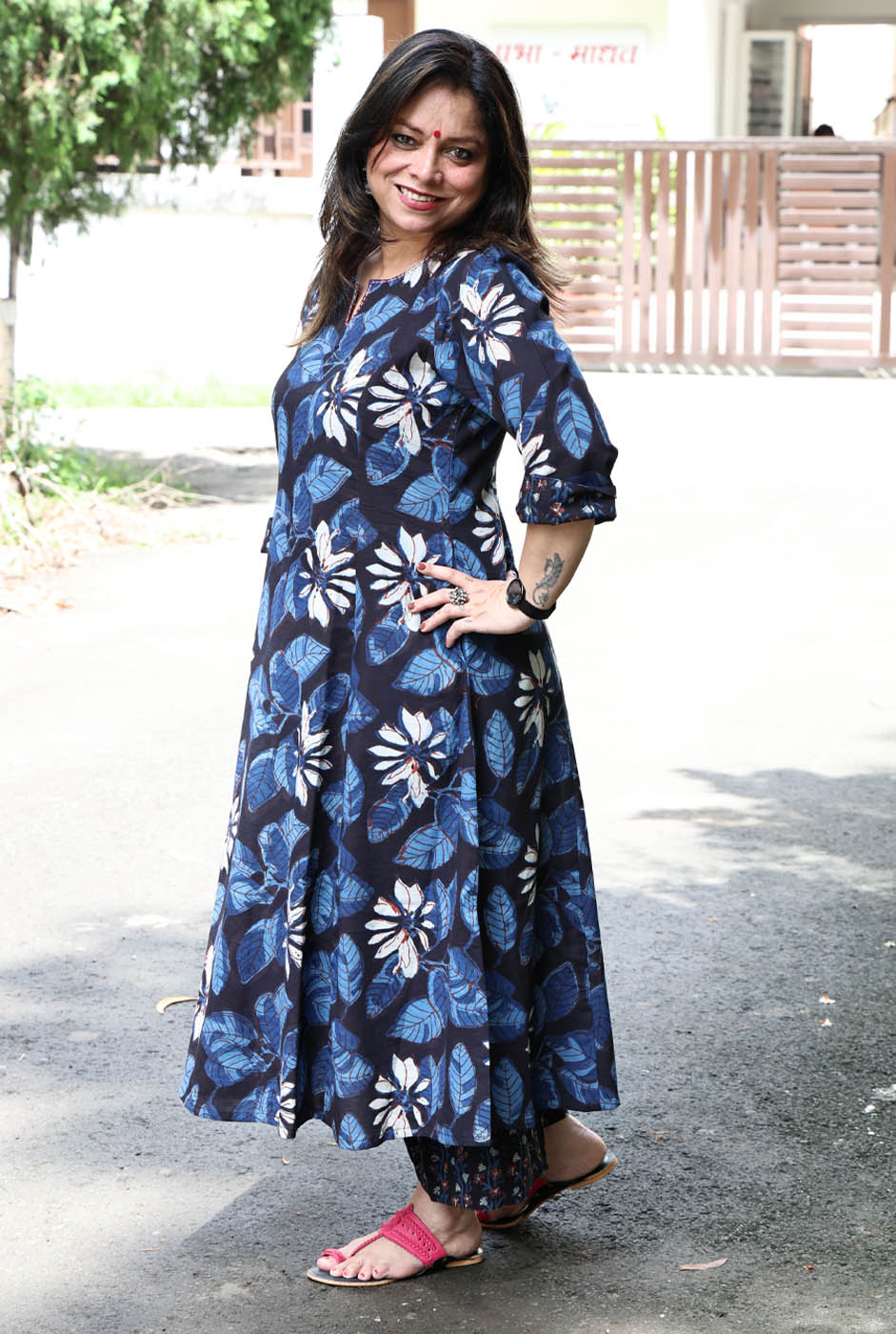 Ambar Vanaspati Block Printed Kurta (Blue)