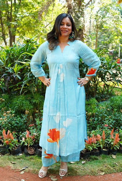 Blue Floral Muslin Co-ord Set