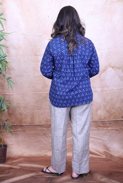 Taara Indigo Dabu Cotton Shirt