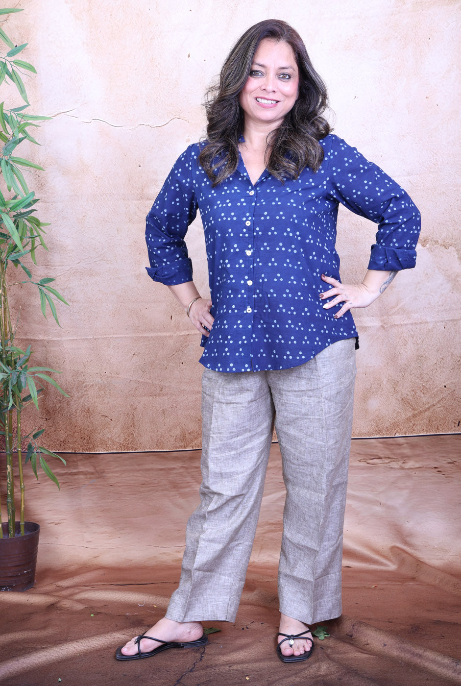 Taara Indigo Dabu Cotton Shirt