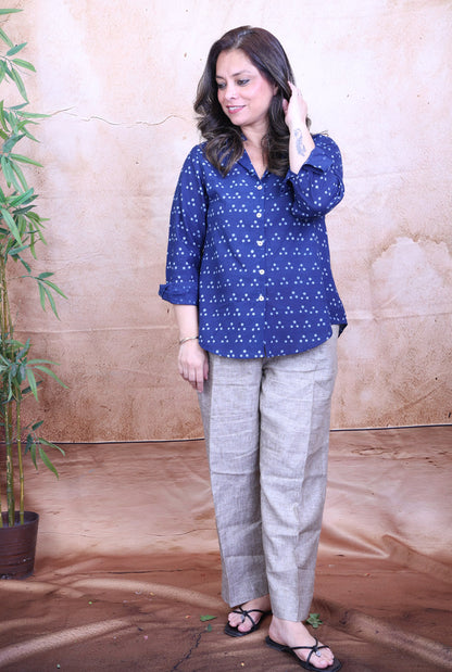 Taara Indigo Dabu Cotton Shirt