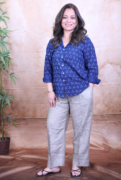 Taara Indigo Dabu Cotton Shirt