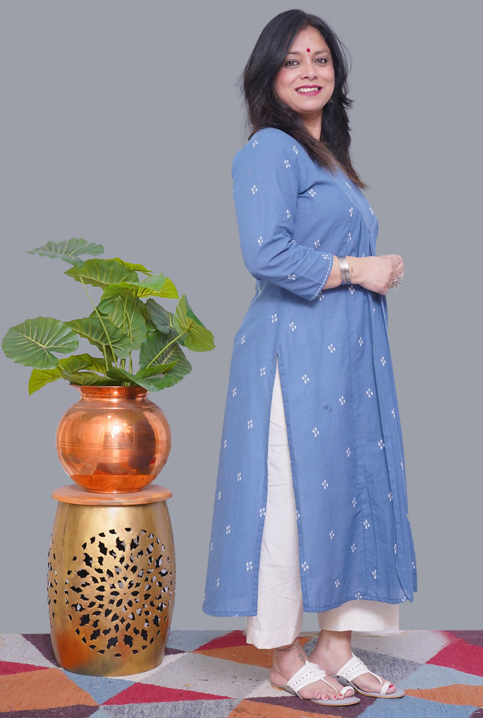 Nazakat grey Handloom Cotton Kurti