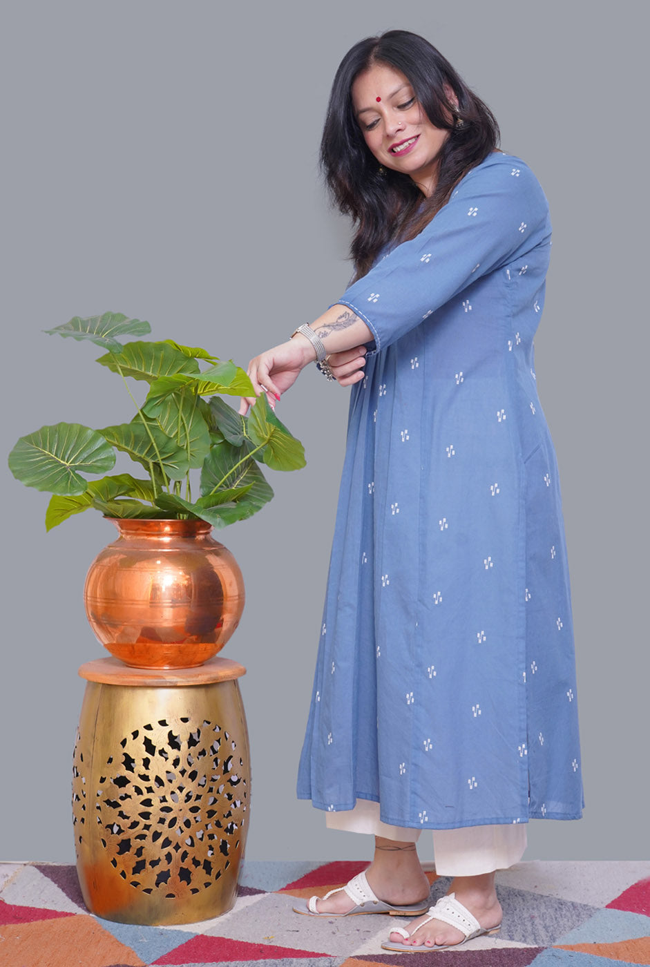 Nazakat grey Handloom Cotton Kurti