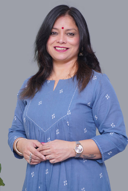 Nazakat grey Handloom Cotton Kurti