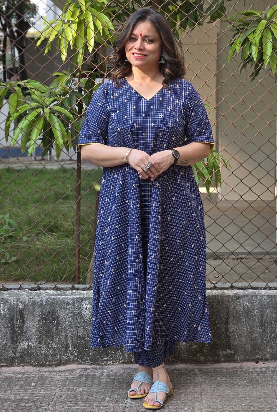 Nazakat Blue Handloom Cotton Co-Ord Set