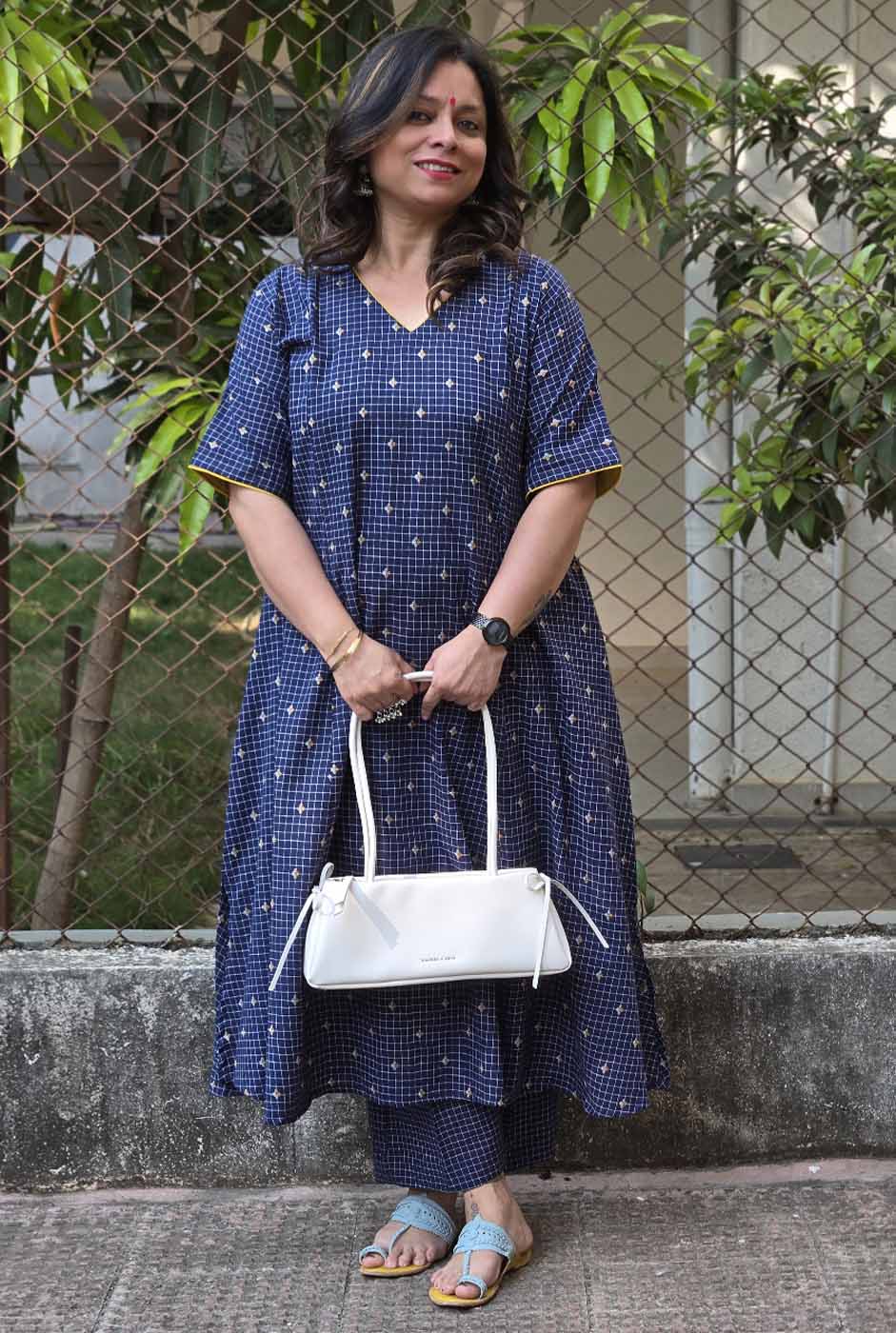 Nazakat Blue Handloom Cotton Co-Ord Set