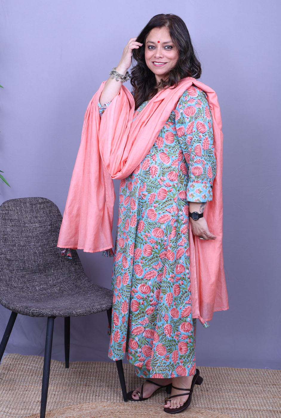 Mul Chanderi Dupatta – Peach Lightweight Set of 1
