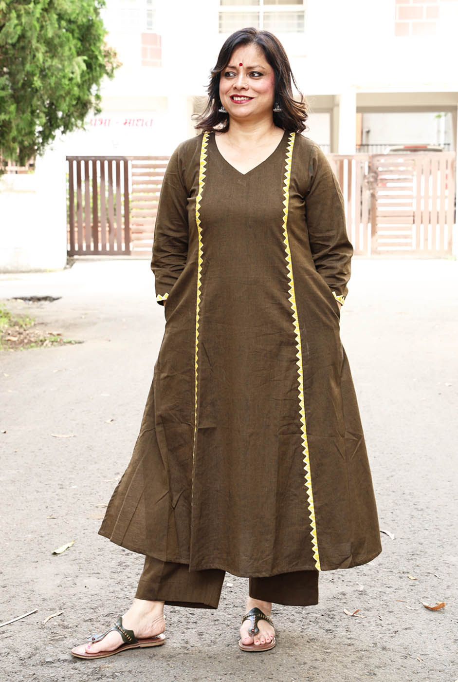 Handloom Cotton Kurta with Exclusive Ikat Applique Work