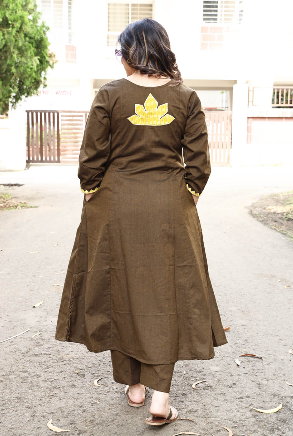 Handloom Cotton Kurta with Exclusive Ikat Applique Work