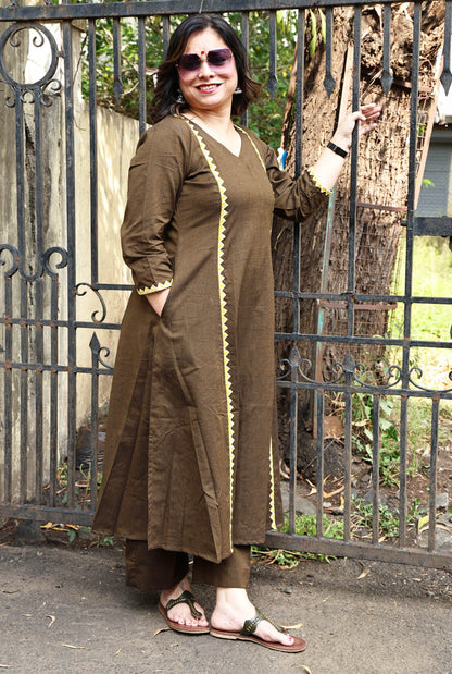 Handloom Cotton Kurta with Exclusive Ikat Applique Work