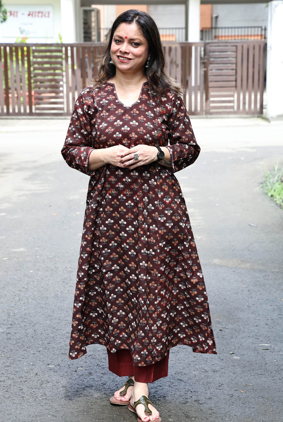 Dabu Cotton Kurta for Official Wear