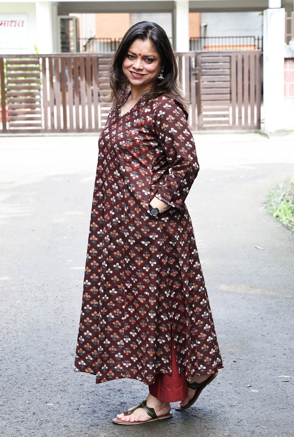 Dabu Cotton Kurta for Official Wear