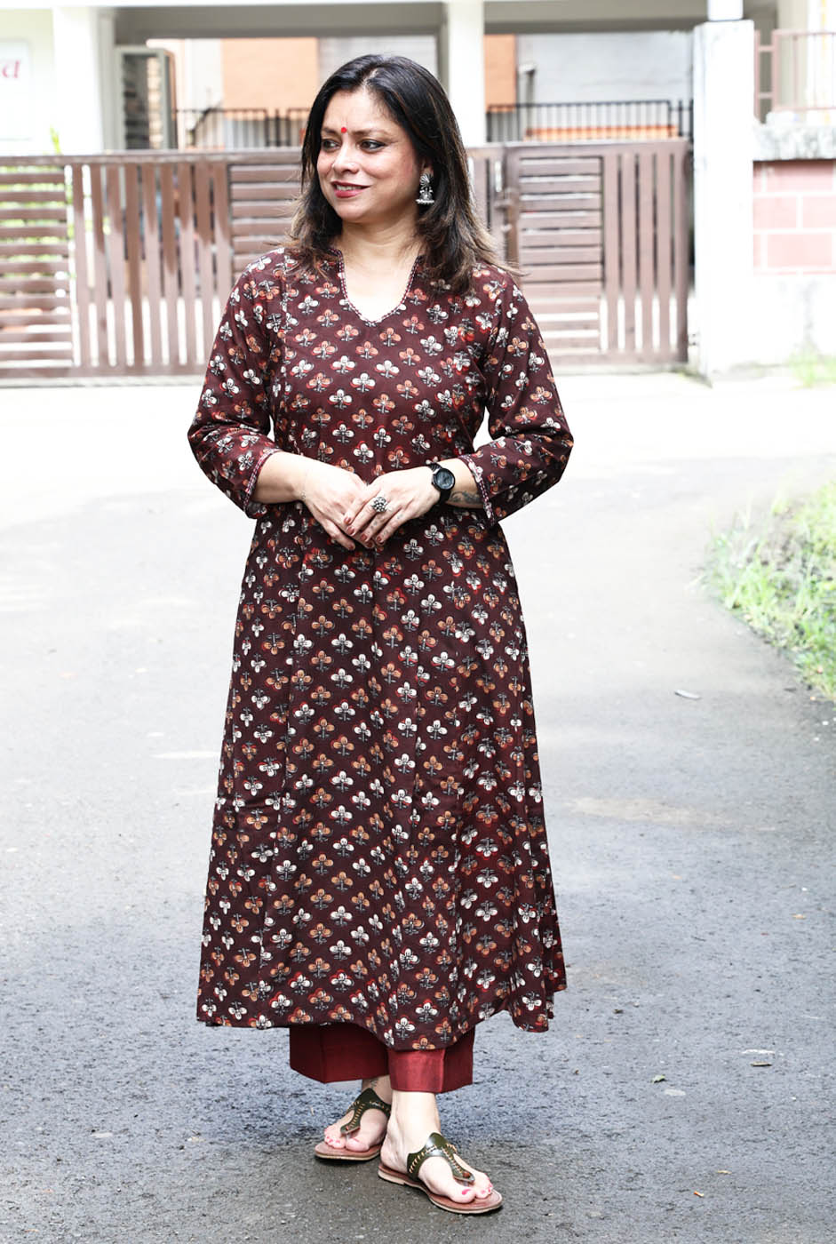 Dabu Cotton Kurta for Official Wear