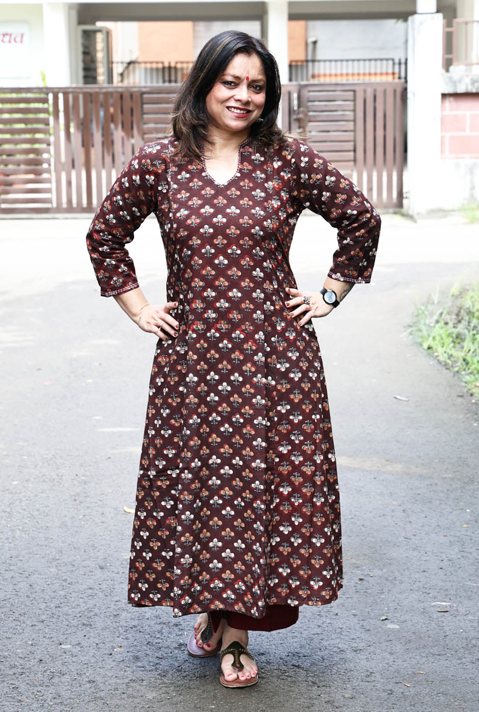 Dabu Cotton Kurta for Official Wear