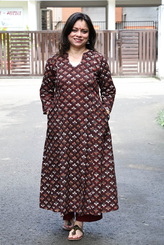 Dabu Cotton Kurta for Official Wear