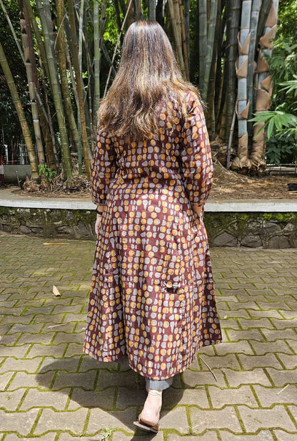 Brown A-Line Kalidar Kurta