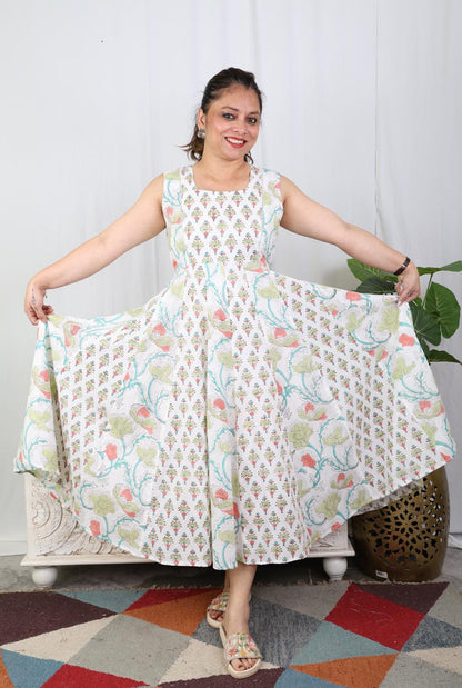 Elegant Cotton Anarkali Dress with Lining