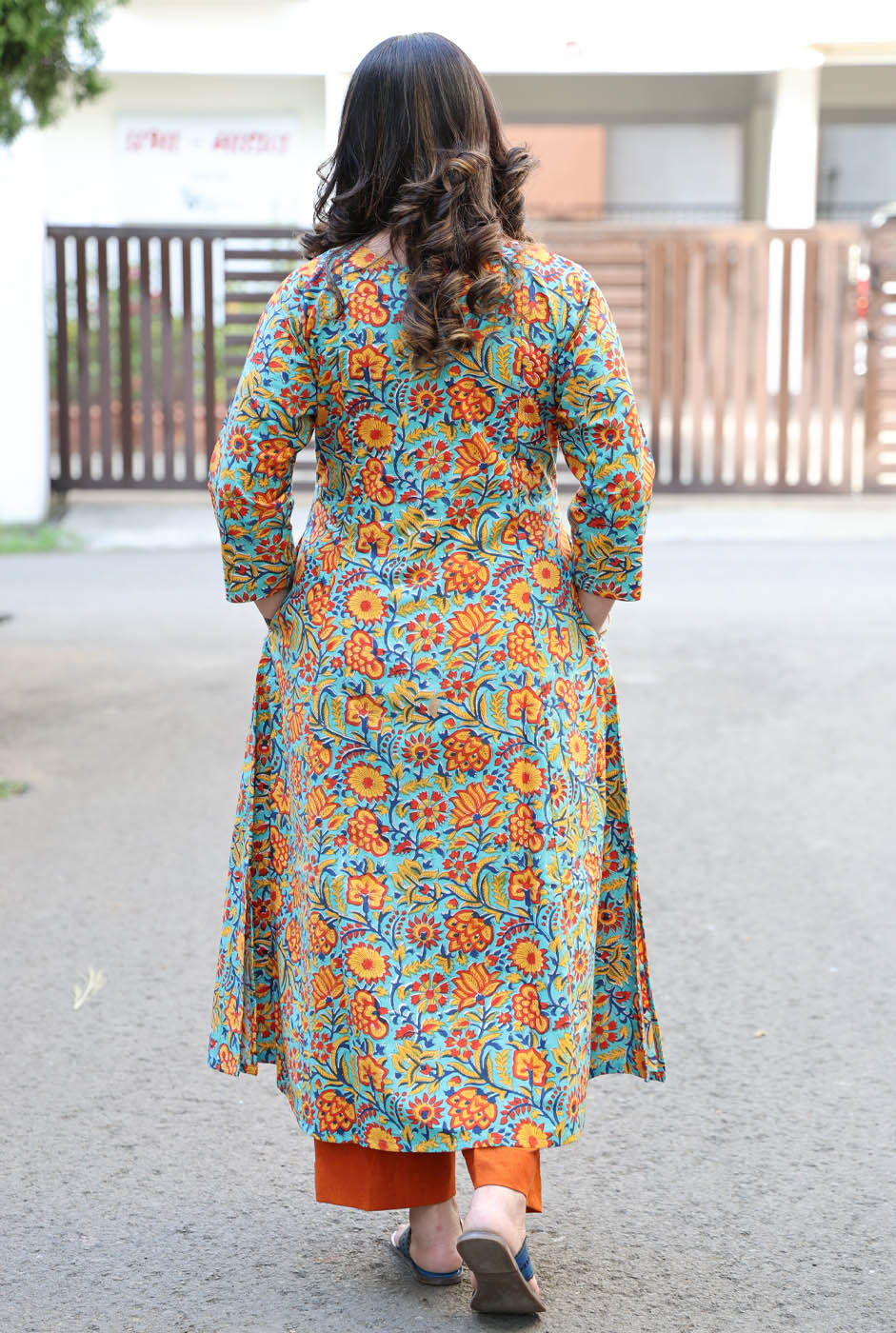Multicolor Floral Hand Blocked Cotton Kurta