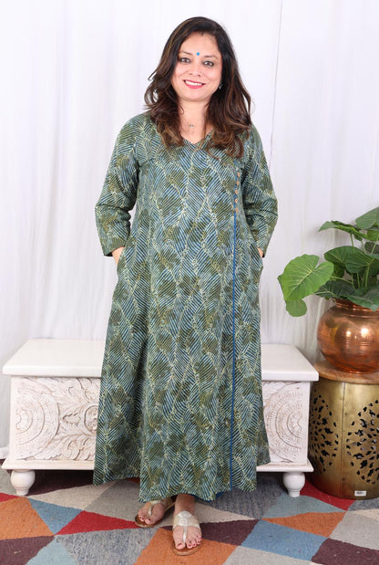 Elegant Green Angrakha Kurta