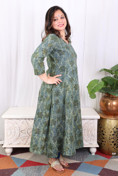 Elegant Green Angrakha Kurta