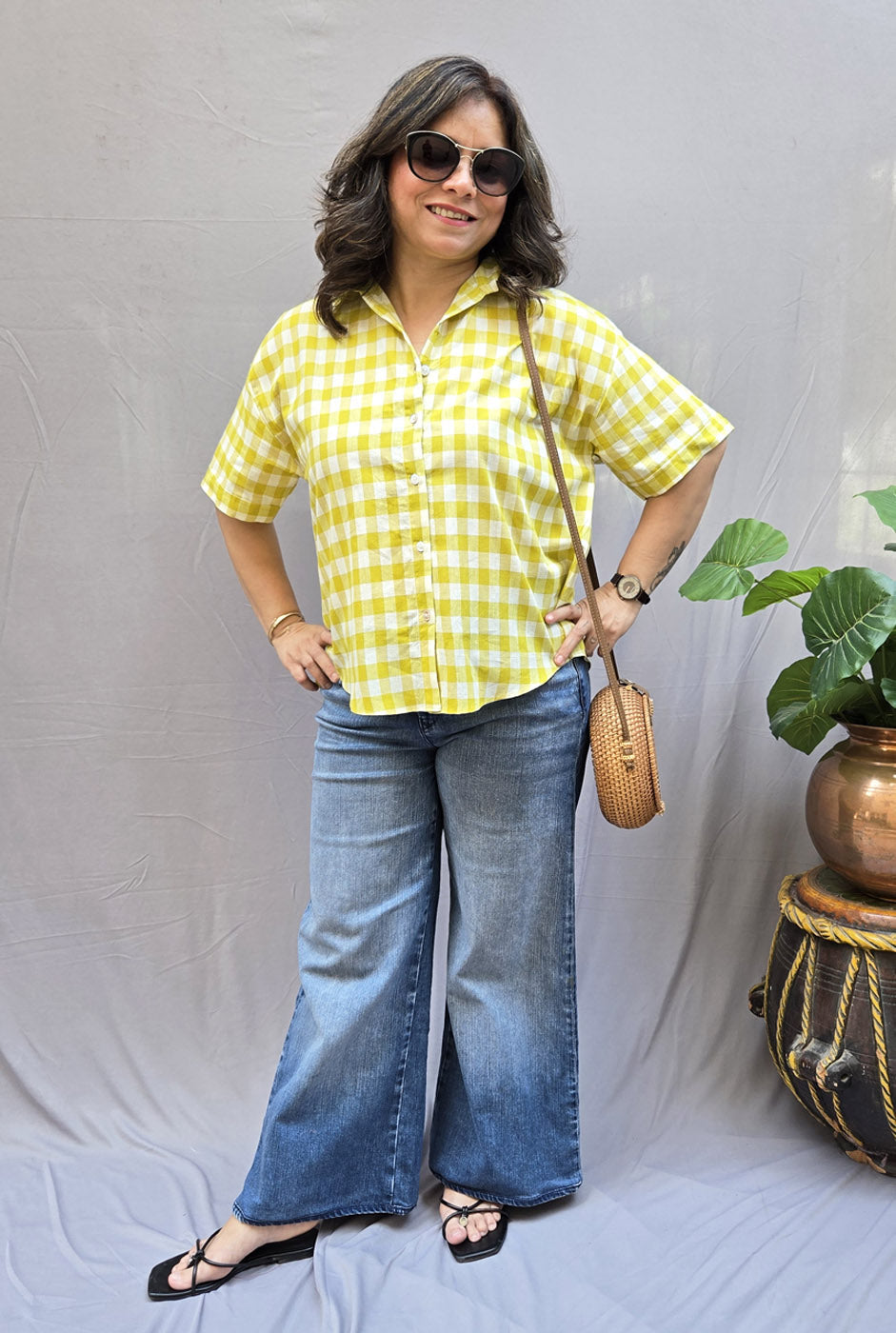 Chaukat Mint Green Checkered Anti-Fit Shirt