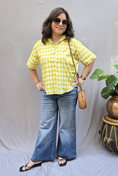 Chaukat Mint Green Checkered Anti-Fit Shirt