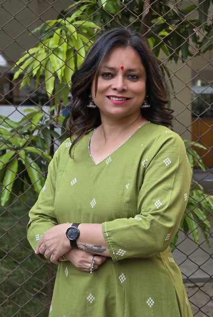 Nazakat Green Handloom Cotton Co-Ord Set