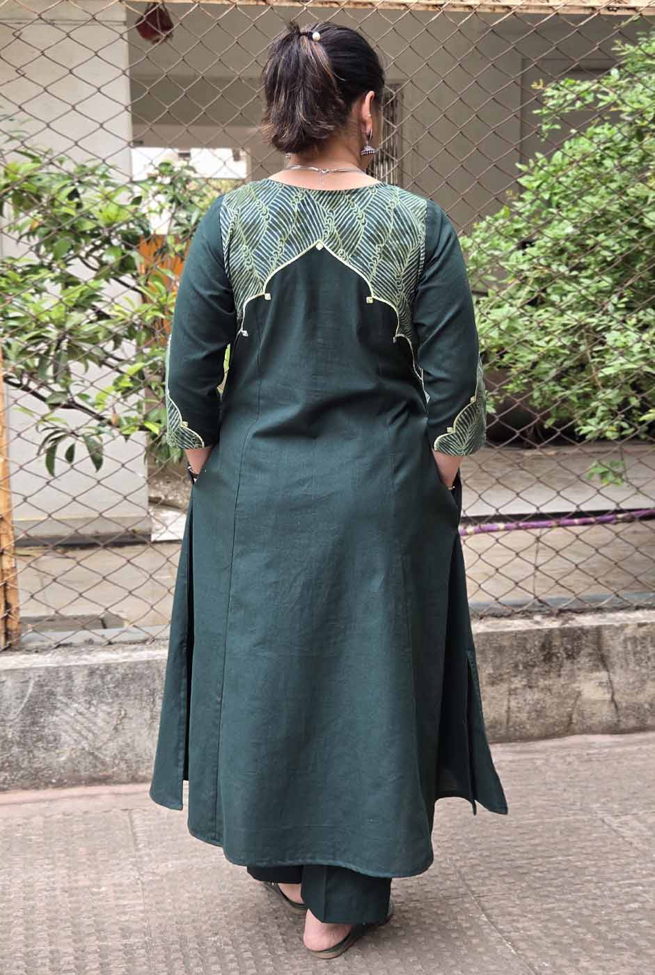 Green Jharokha Kurta