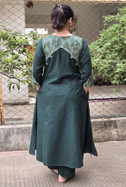 Green Jharokha Kurta