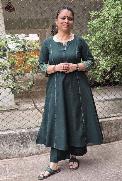 Green Jharokha Kurta