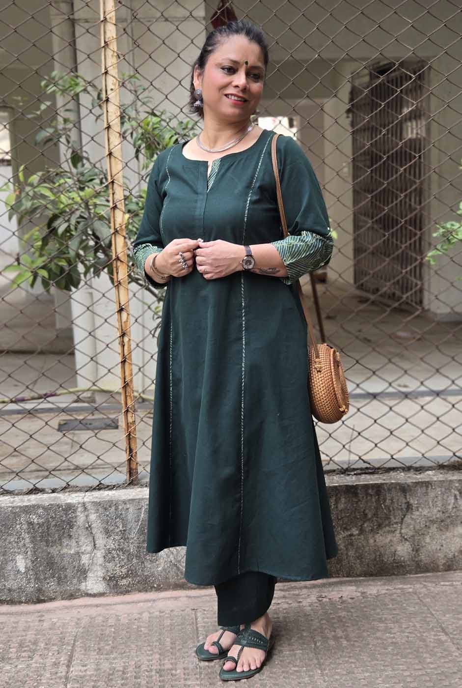 Green Jharokha Kurta