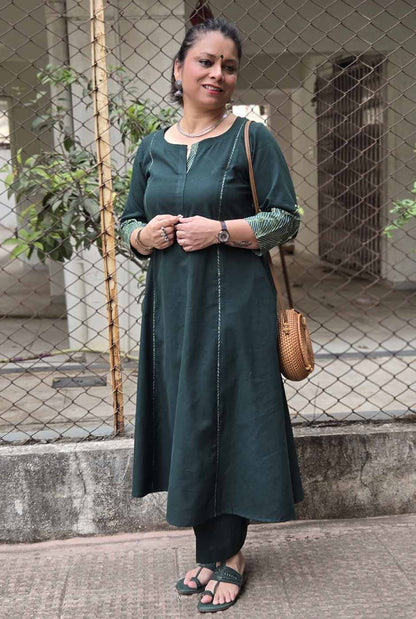 Green Jharokha Kurta
