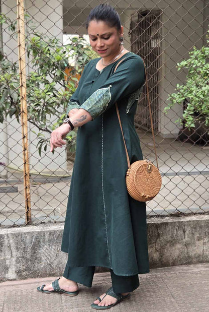 Green Jharokha Kurta