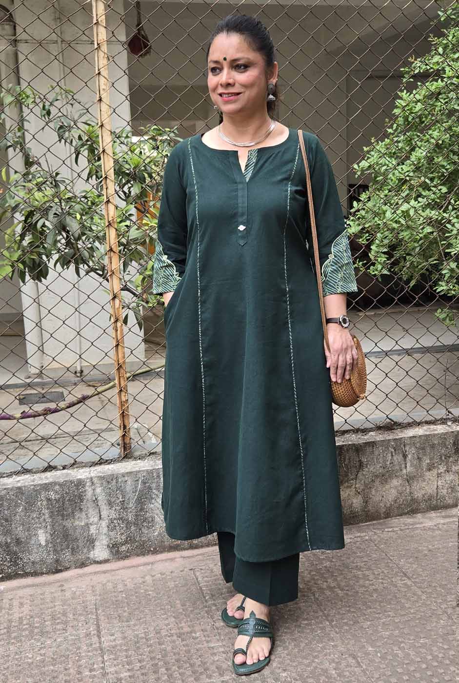 Green Jharokha Kurta