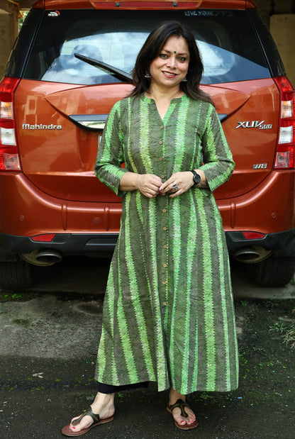 Ambar Vanaspati Block Printed Kurta (Green)