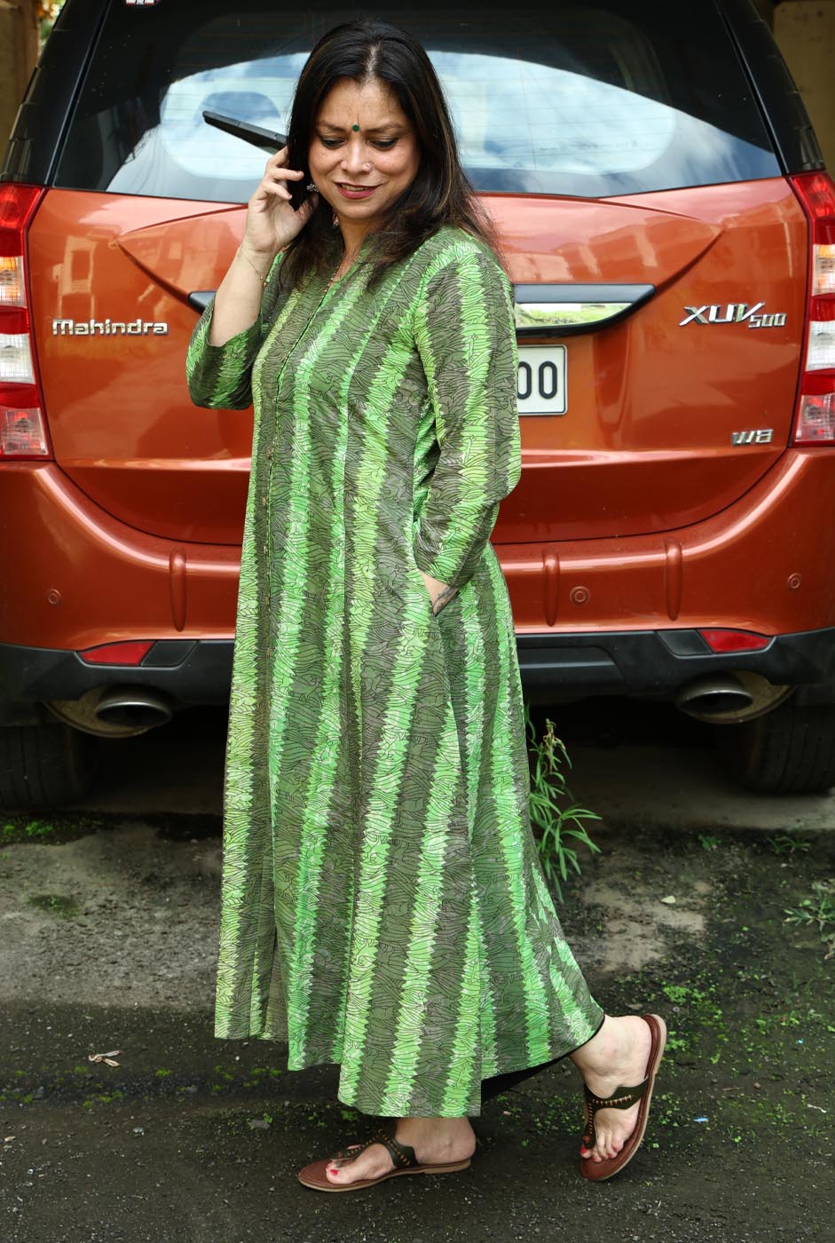 Ambar Vanaspati Block Printed Kurta (Green)