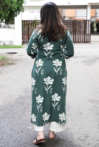 Gulmohar Floral Block Cotton Kurta B