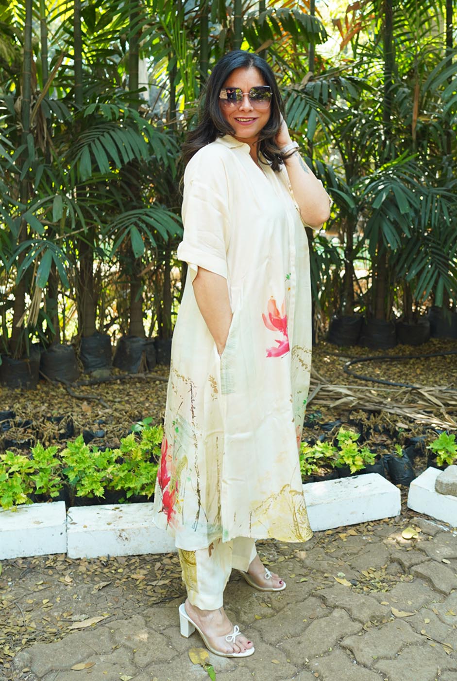 Ivory Floral Muslin Co-ord Set