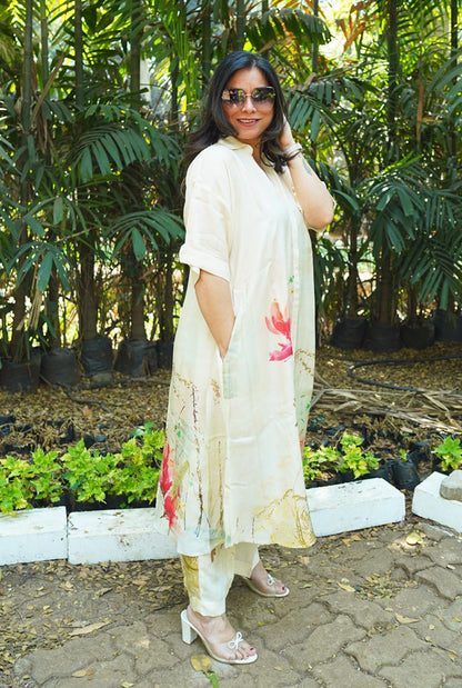 Ivory Floral Muslin Co-ord Set
